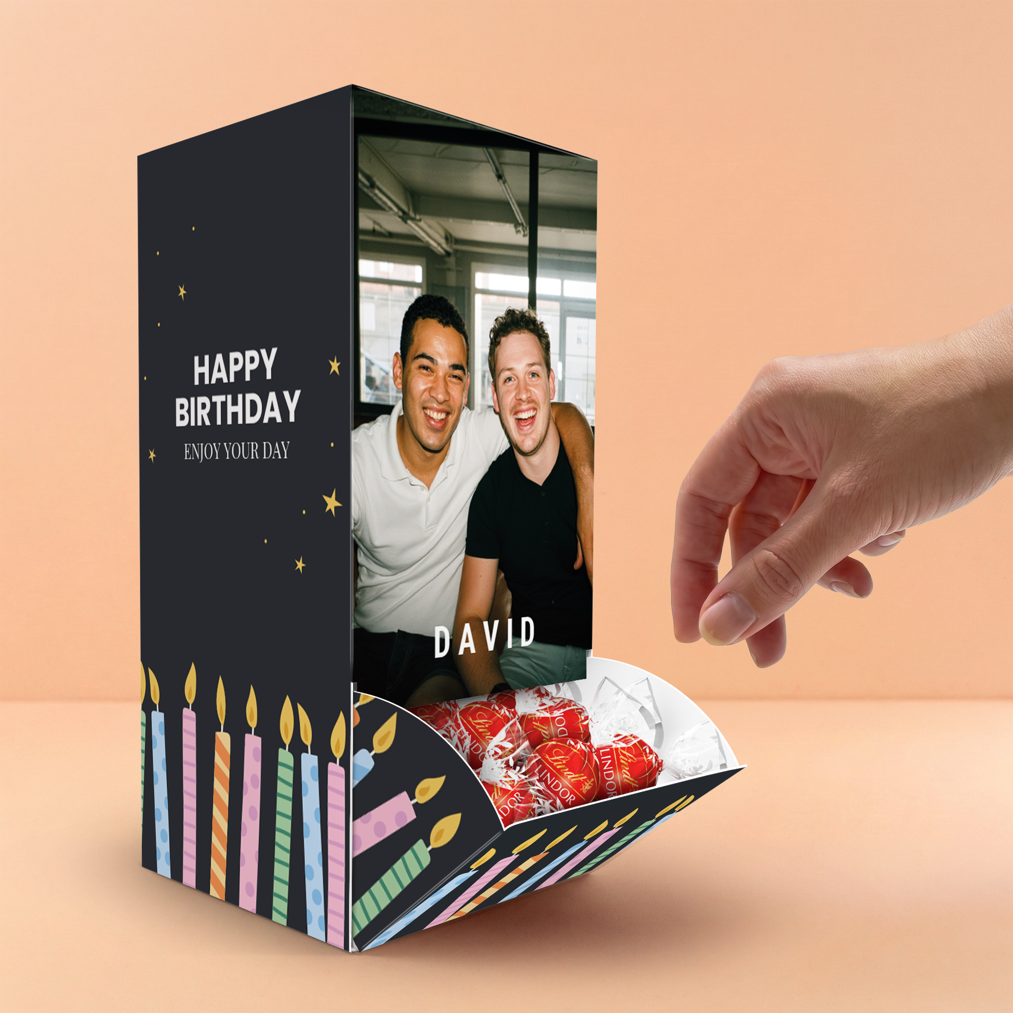 Dispensador personalizado com chocolate Lindt