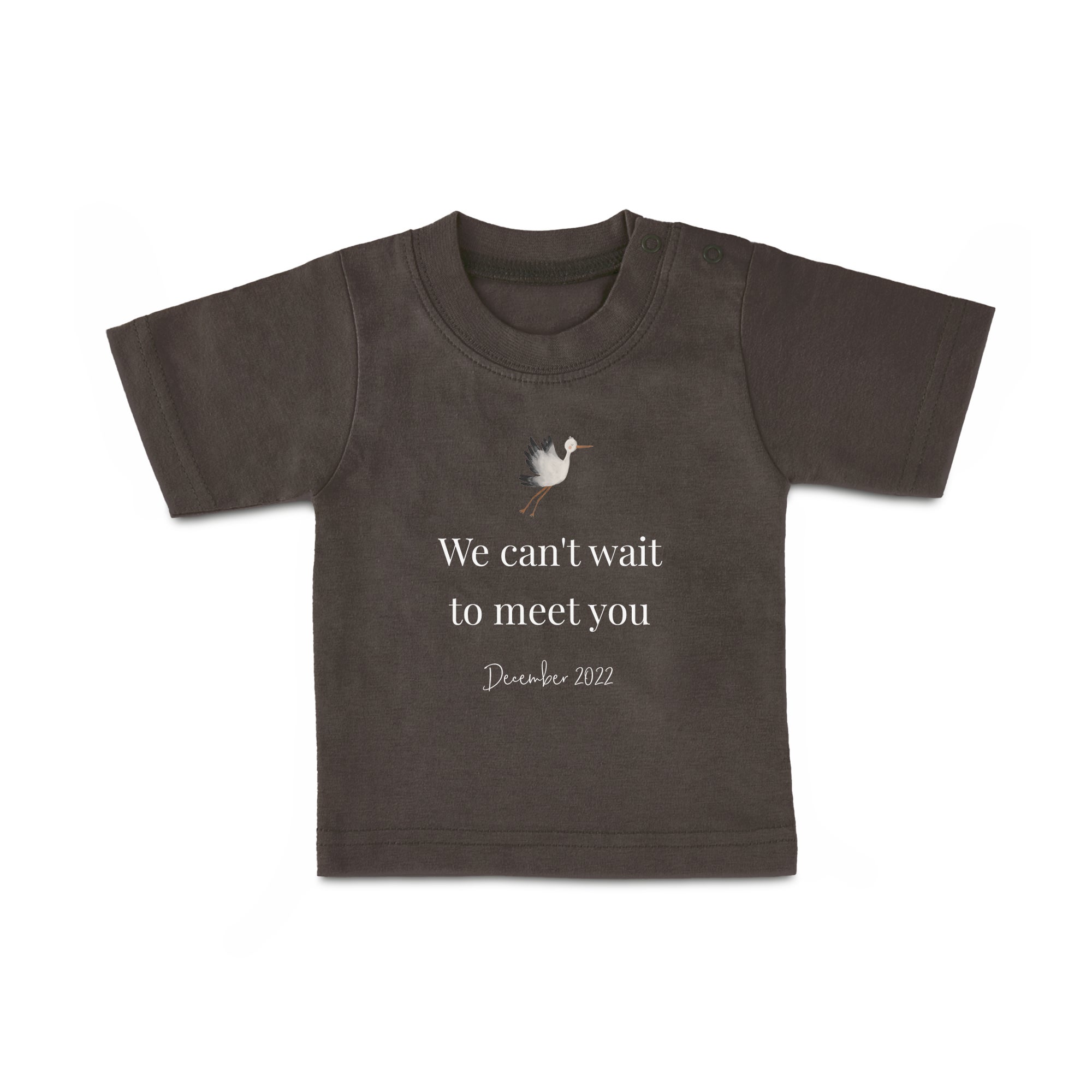 Baby shirt bedrukken - Korte mouw - Antraciet - 62/68 Baby shirt bedrukken - Korte mouw - Antraciet - 62/68