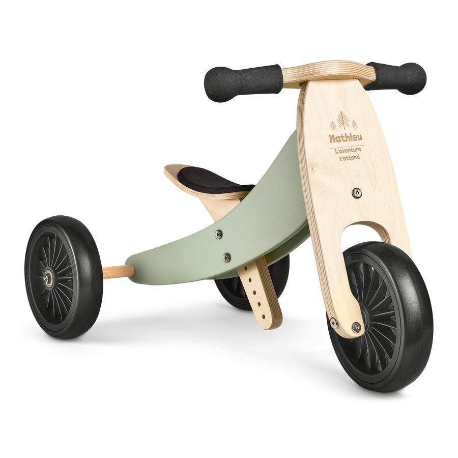 Tricycle en Bois avec Prenom Personnalise sur Bois