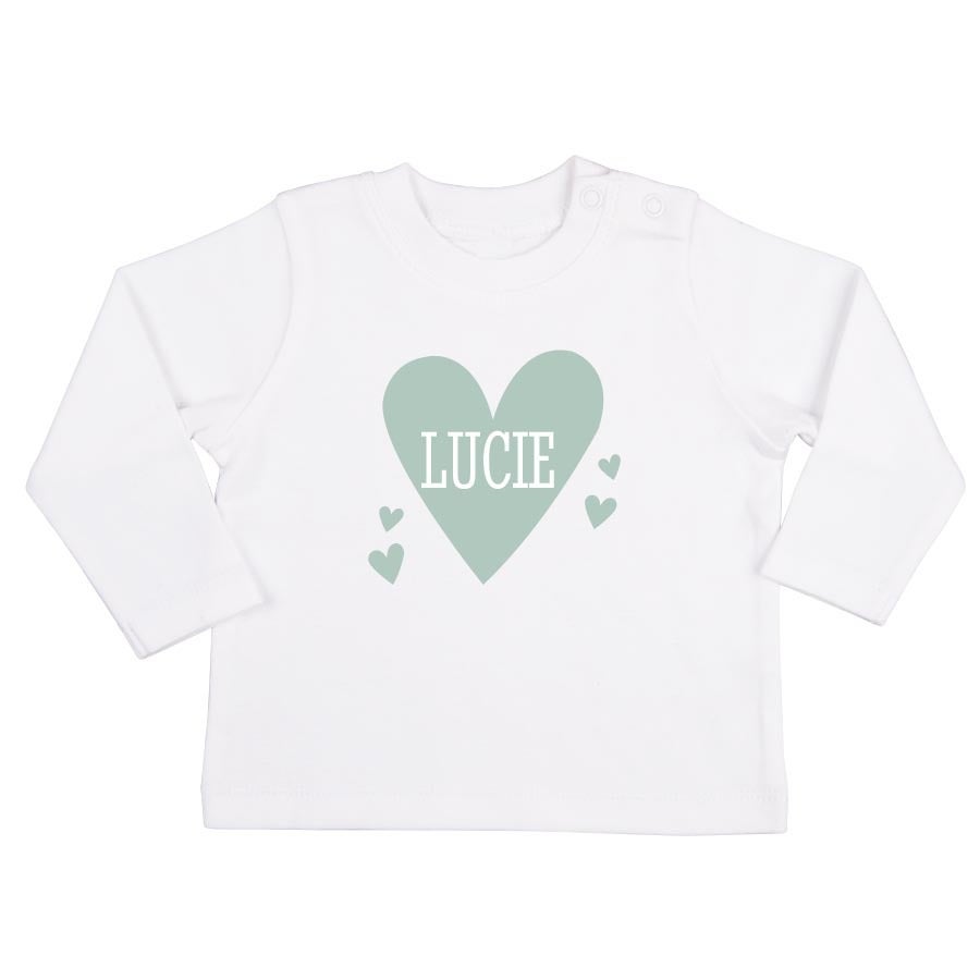 T-shirt bébé personnalisé - Manches longues - Blanc - 50/56