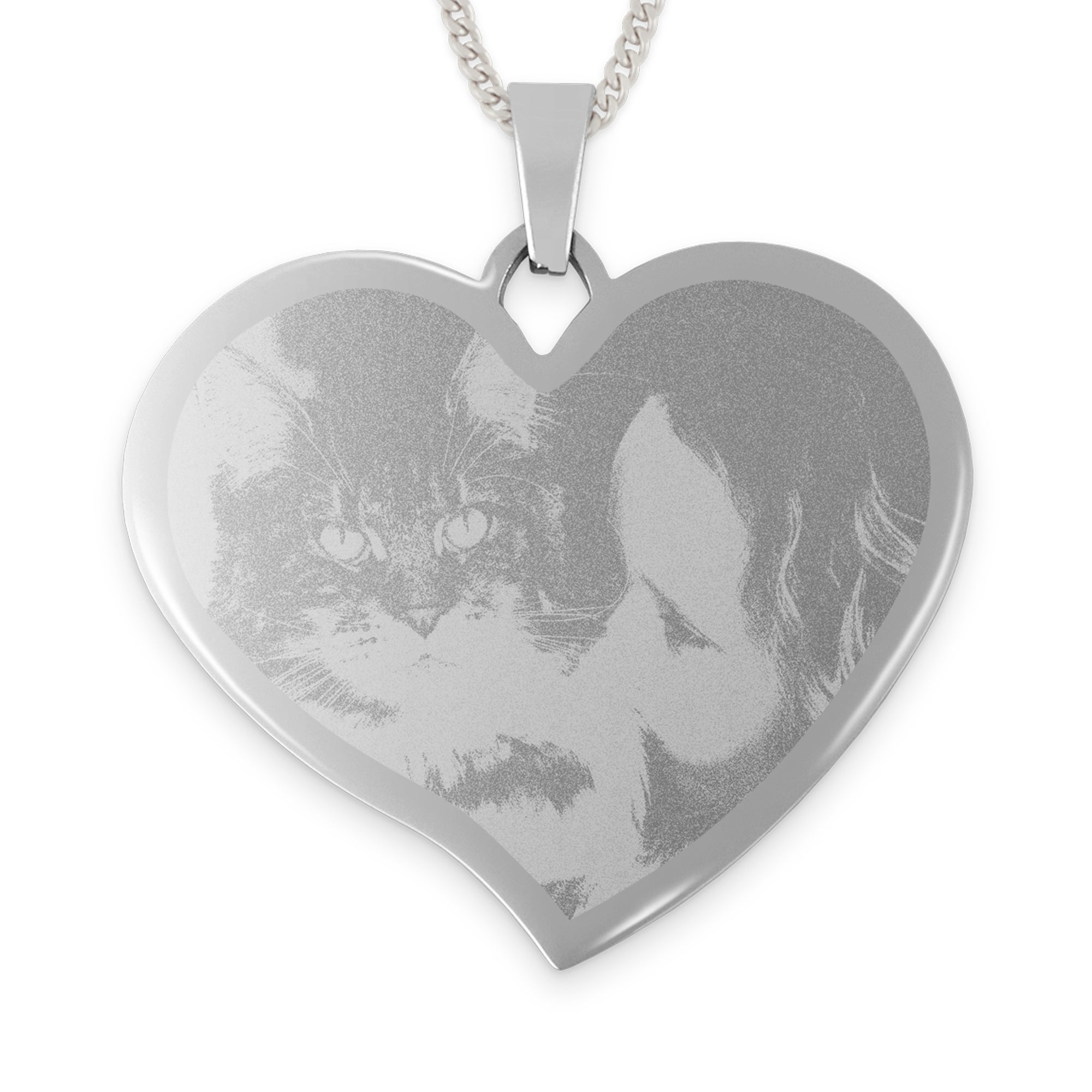 Heart necklace with photo - large - silver