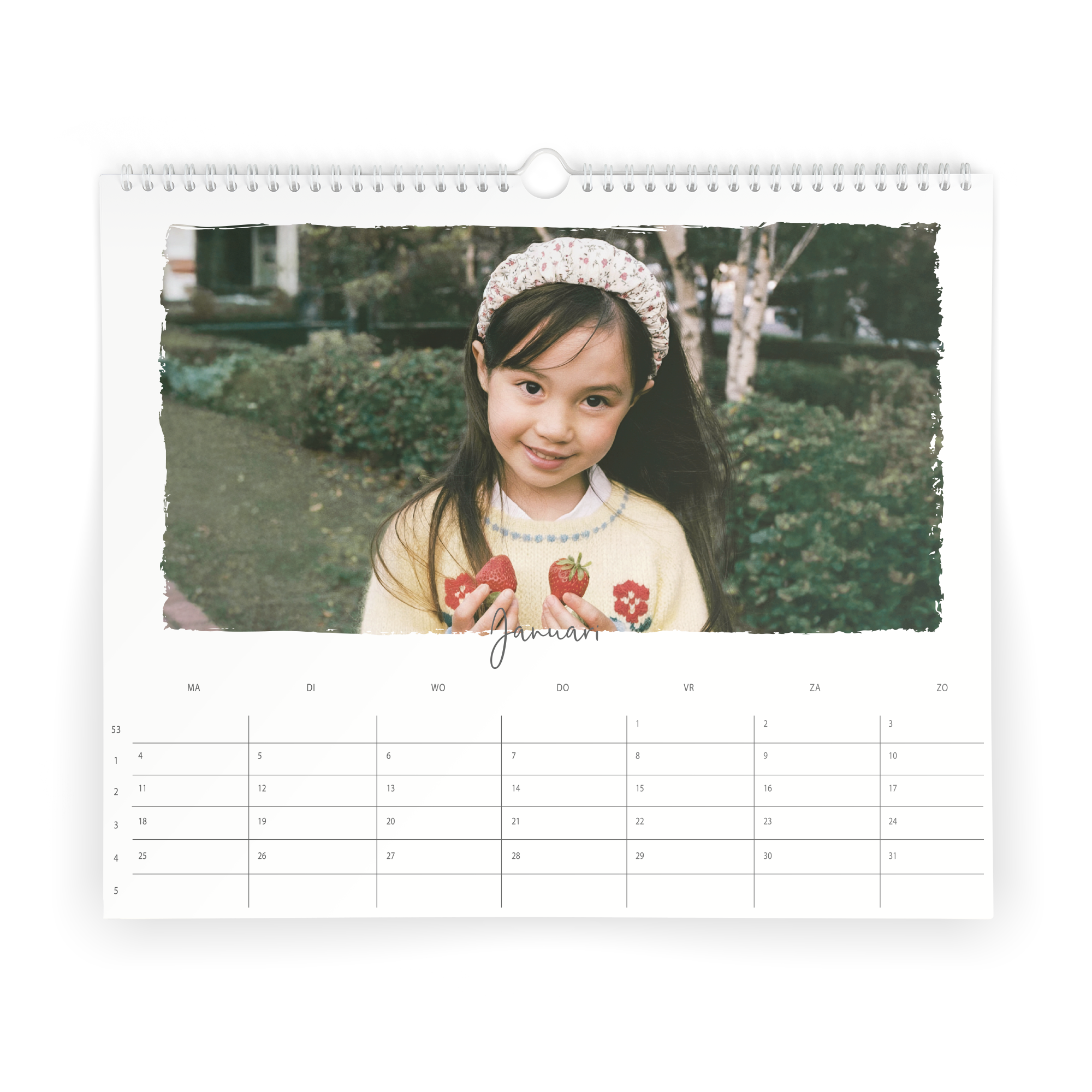 Gepersonaliseerde Fotokalender 2026 Liggend bedrukt met eigen foto en maandoverzicht