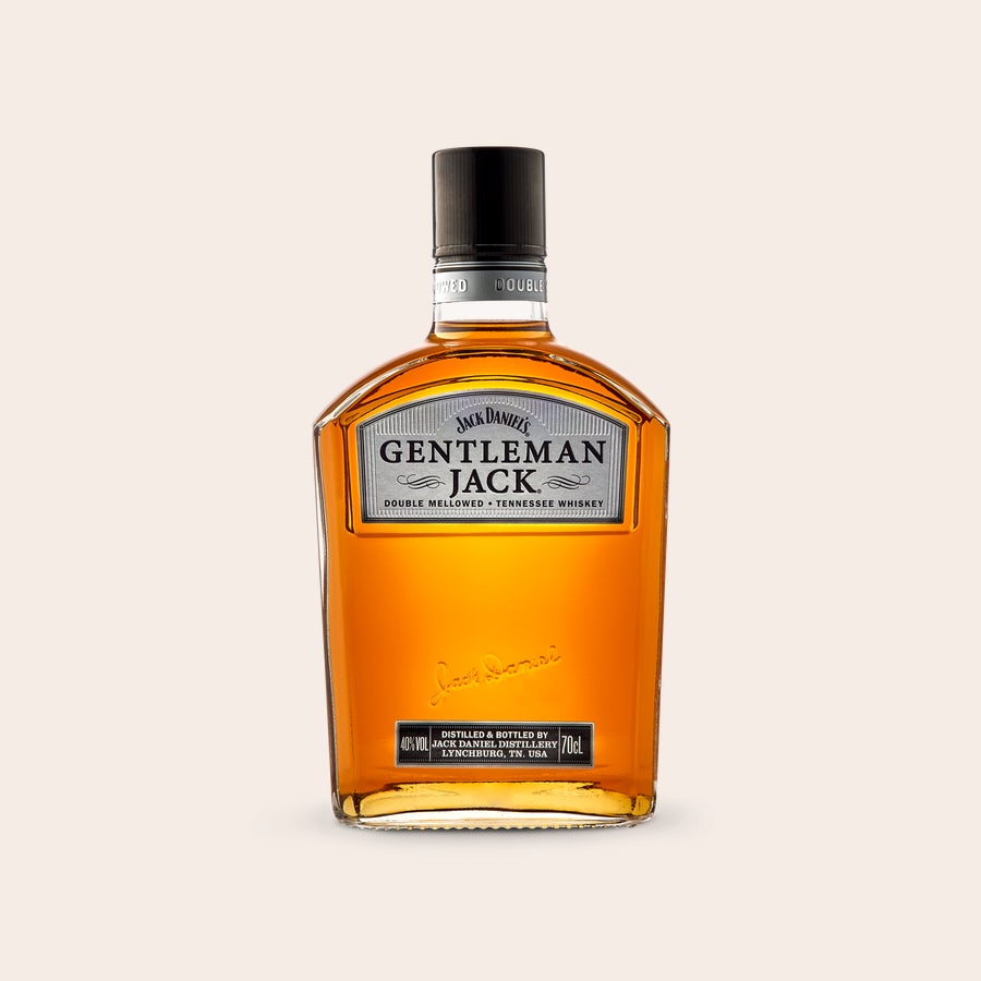 Whisky Gentleman Jack Bourbon personalizado Botella de whisky Gentleman Jack, 70cl, con etiqueta plateada, ideal para sorprender.