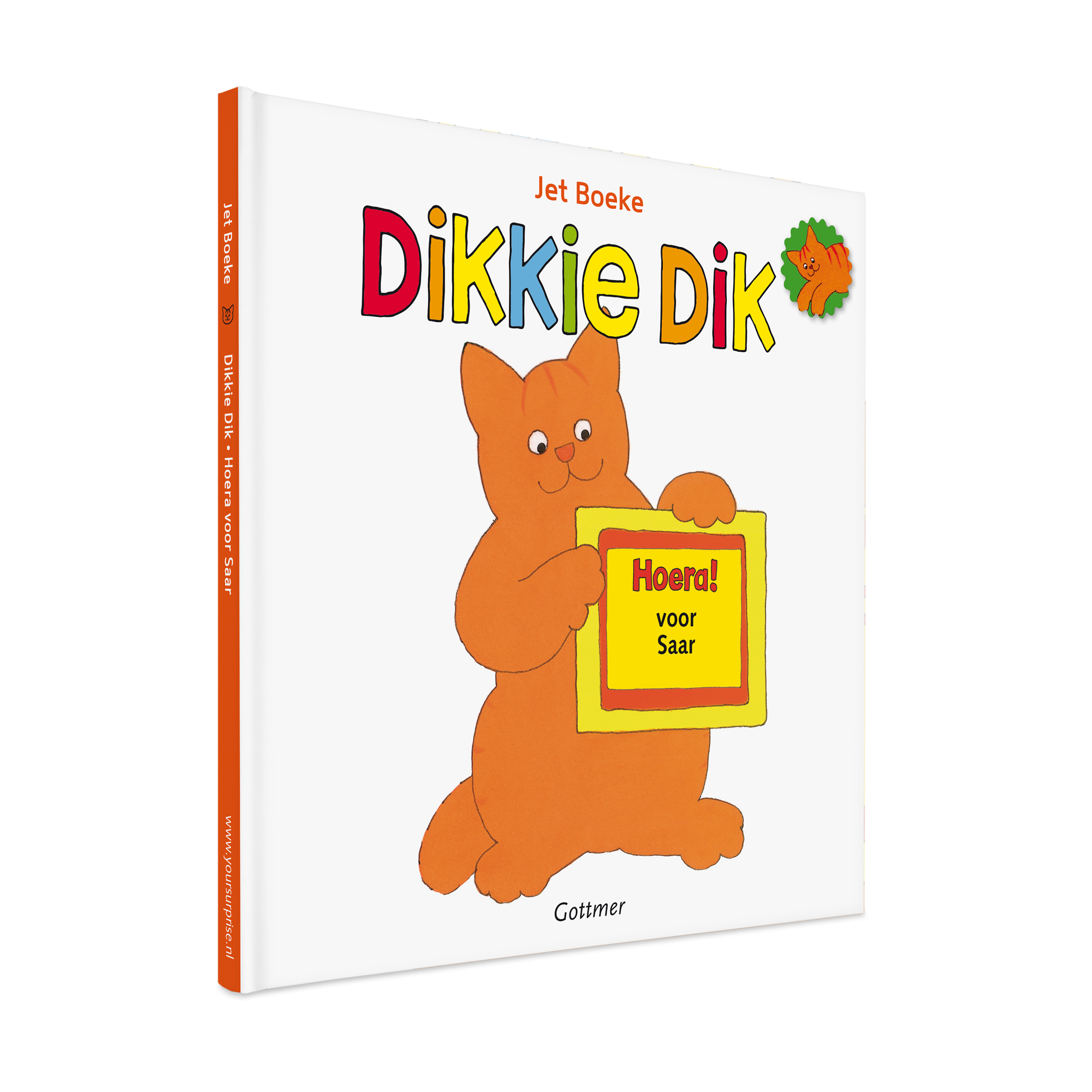 Gepersonaliseerd Dikkie Dik boek met drie verhaaltjes, met de naam Saar op de kaft geprint.