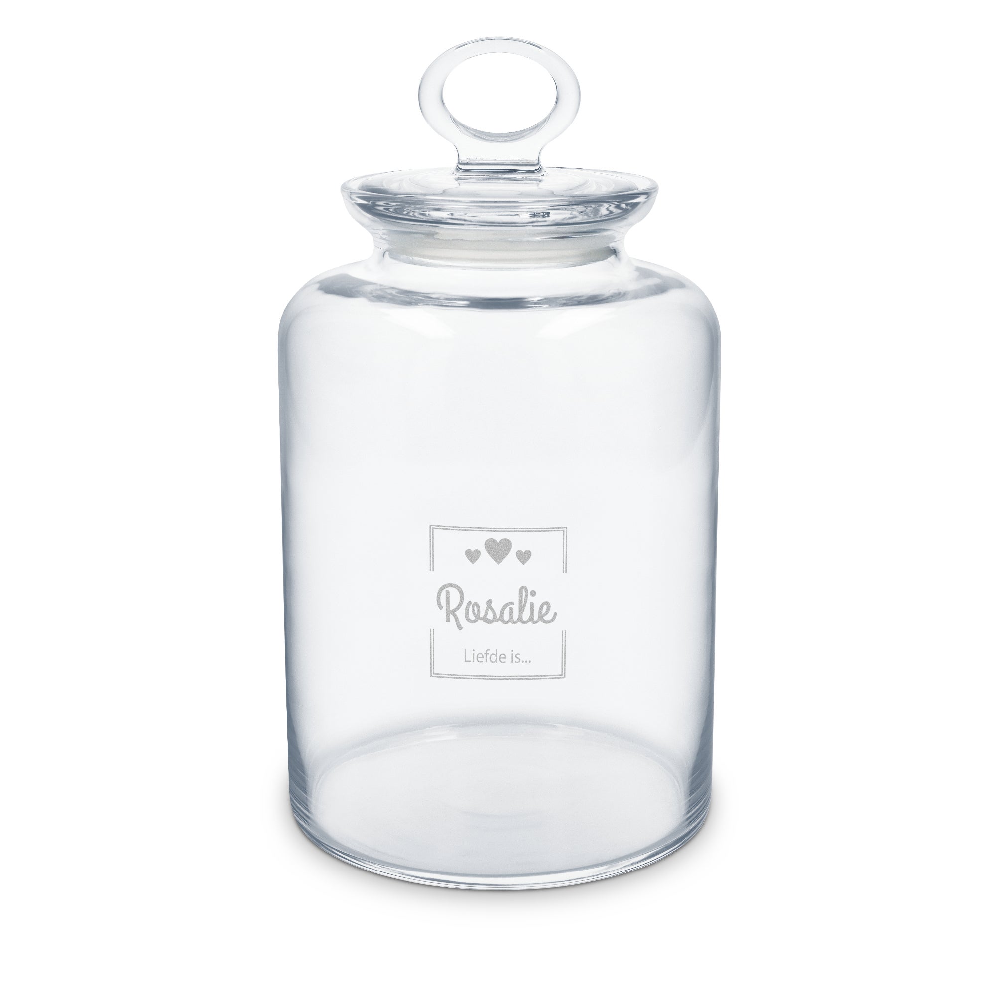 Glazen voorraadpot graveren