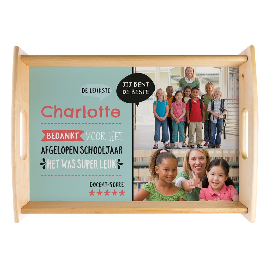 Juf / Meester dienblad bedrukken - Beige - Groot Juf / Meester dienblad bedrukken - Beige - Groot