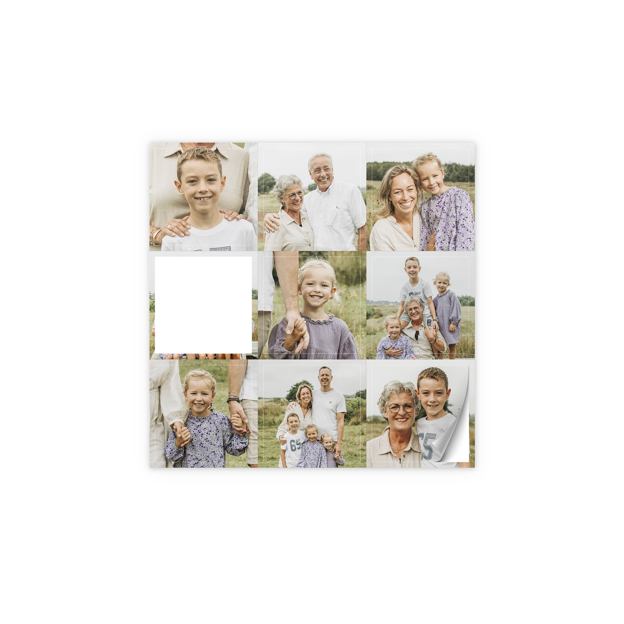 Colecție de autocolante personalizate imprimate cu fotografii de familie și design propriu.