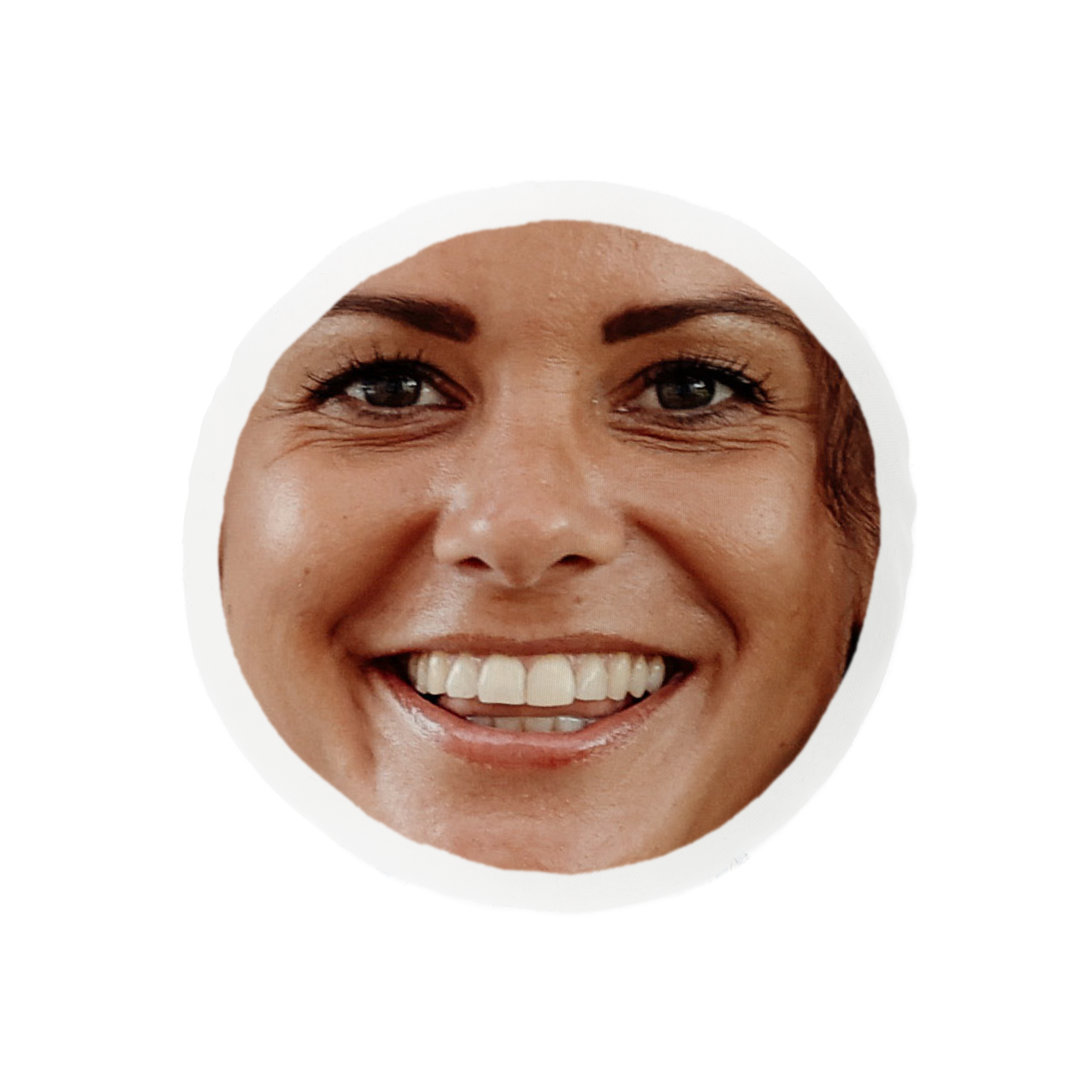 Removable ItsieMe head printed with a smiling woman's face for your ItsieMe collection
