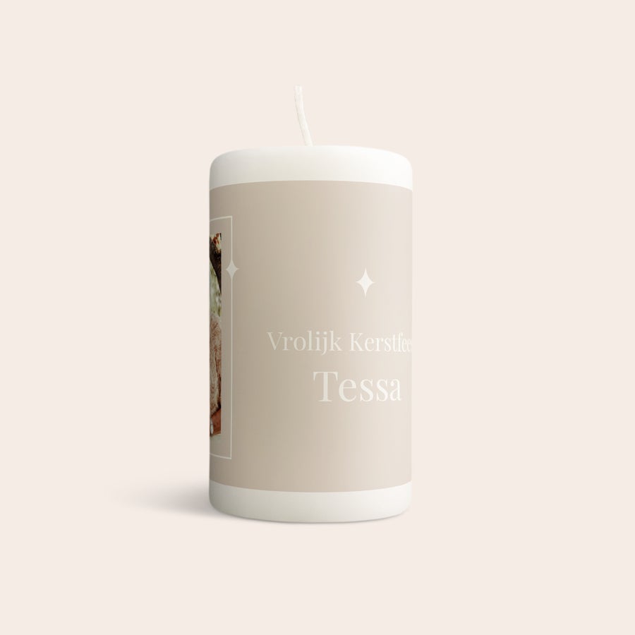 Bougie personnalisée photo Bougie personnalisée avec photo et texte Vrolijk Kerstfee Tessa imprimés en cadeau