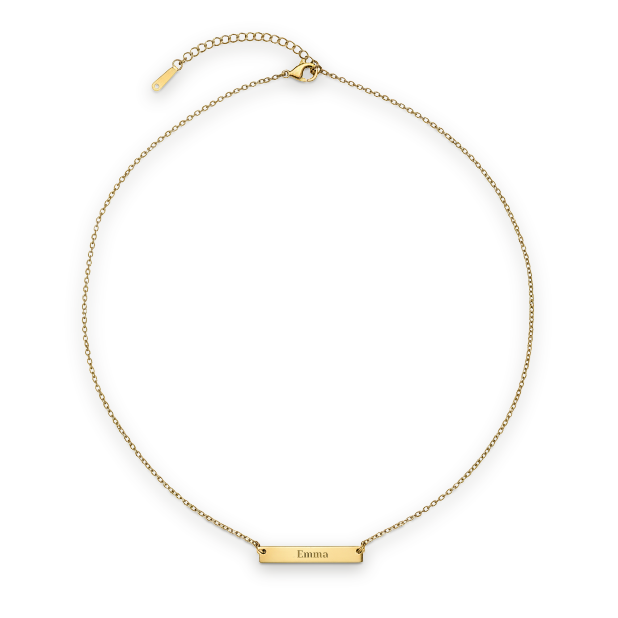 Halsband med platt bar och namn