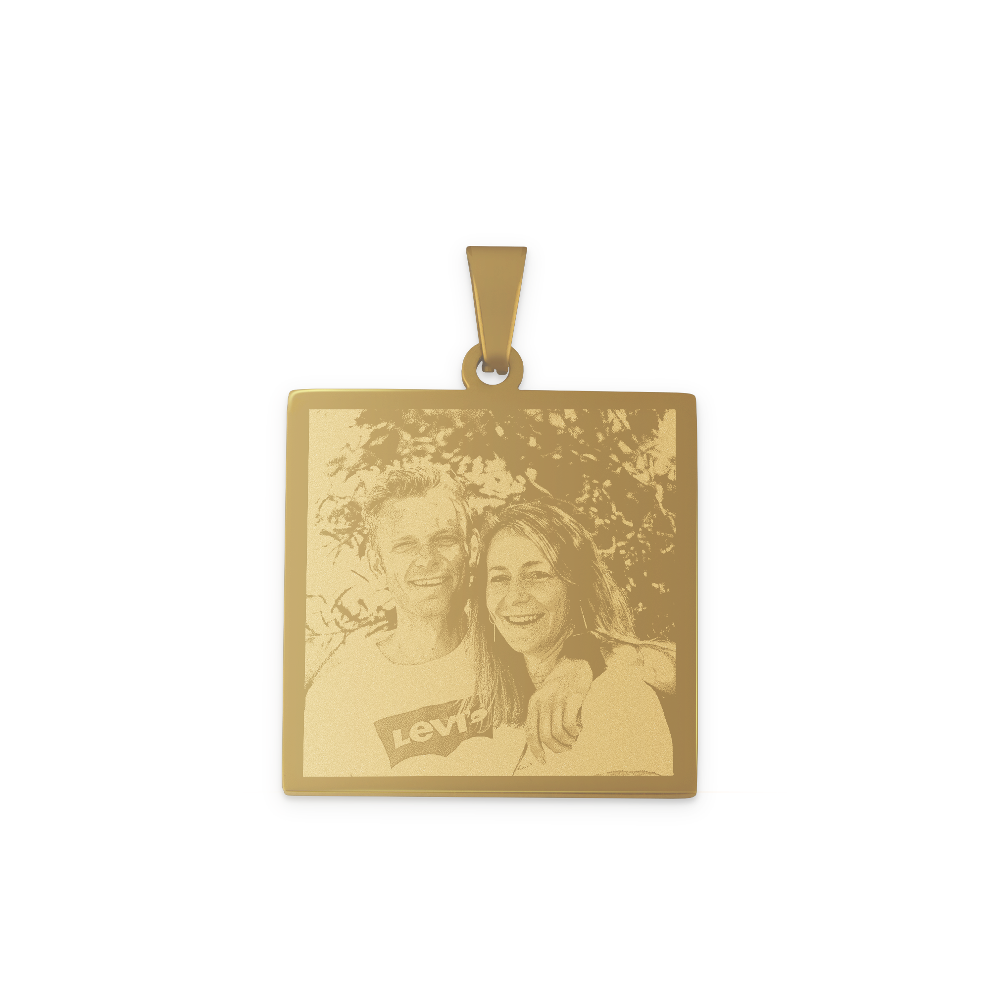 Collana con foto personalizzata - Quadrata - Oro
