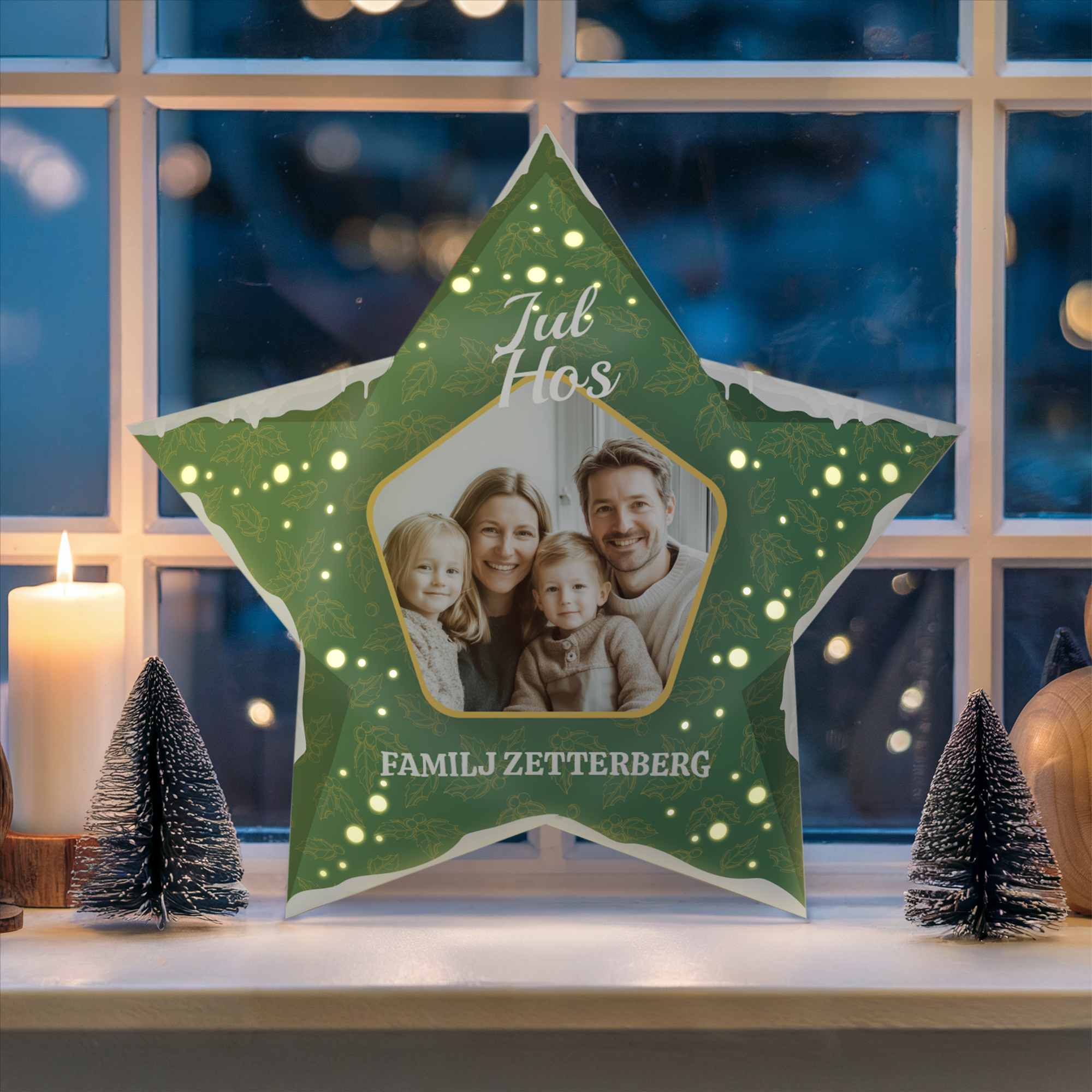 Personaliserad DIY-julstjärna i papper - 42,5 cm - Inklusive lampor