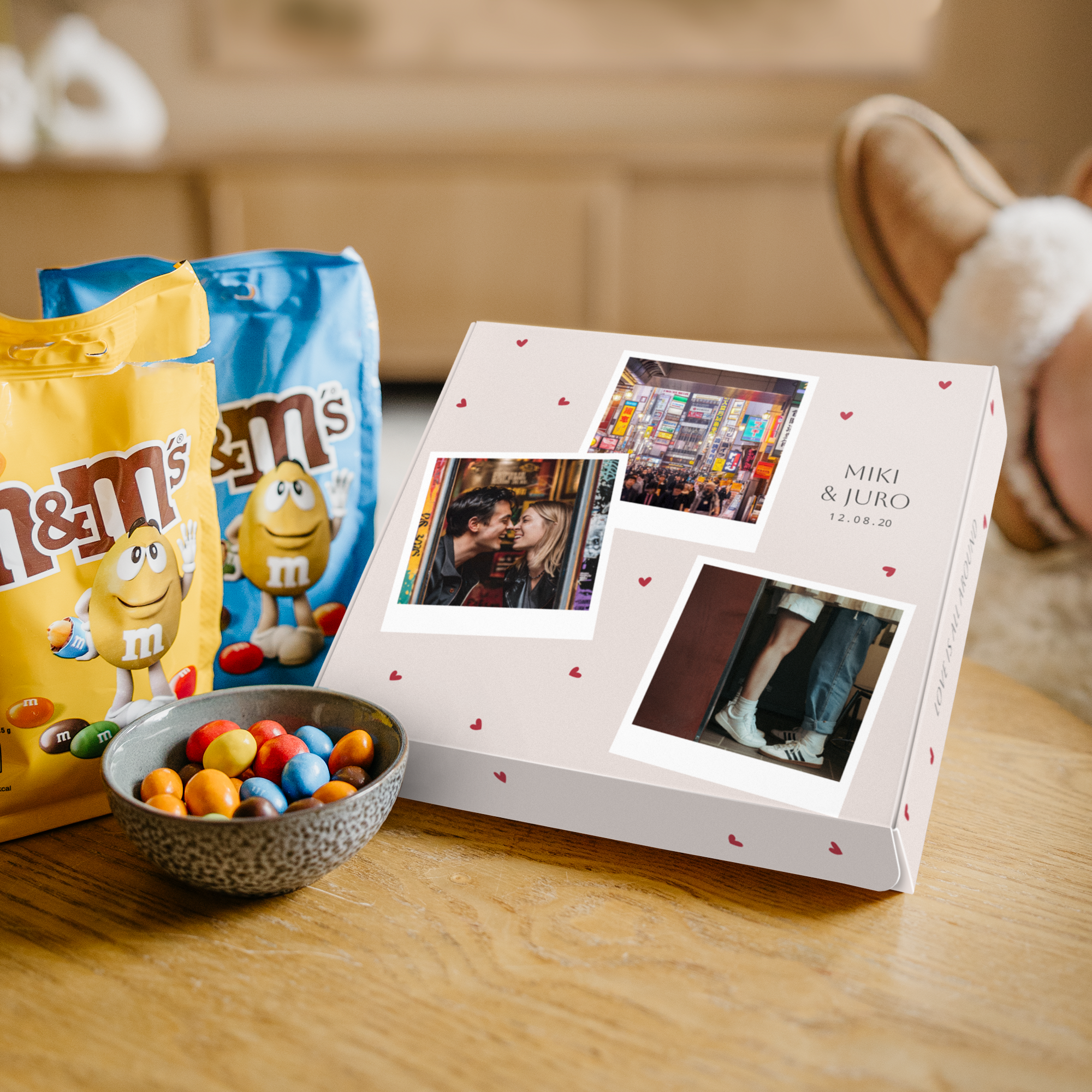 Caixa presente M&M's personalizada
