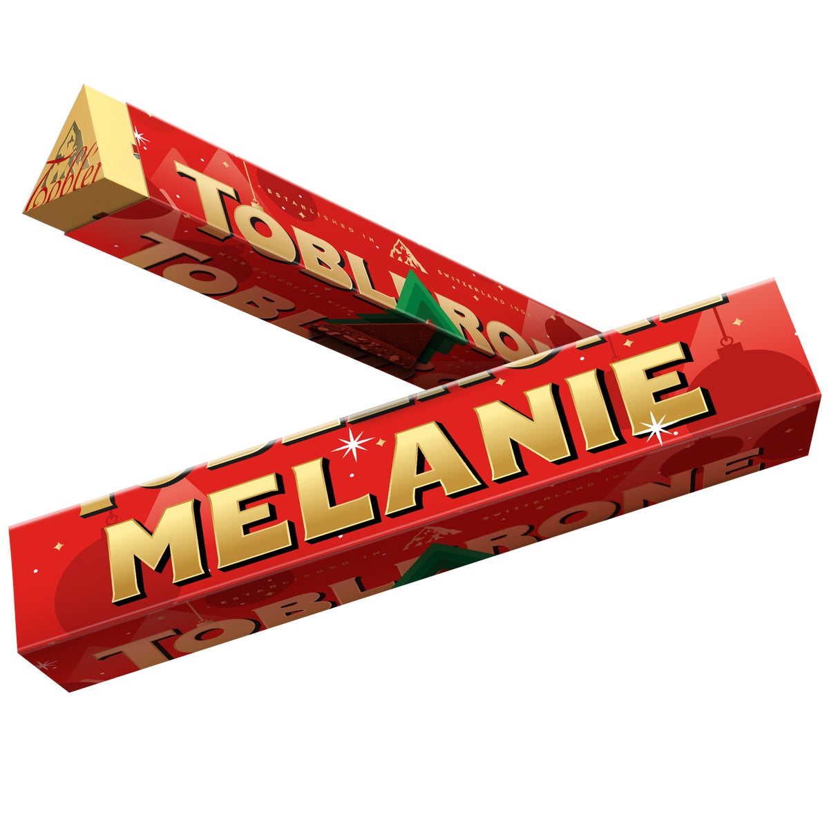 Toblerone kerstreep met naam en foto - Medium