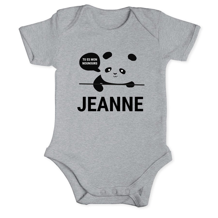 Body bébé personnalisé - Manches courtes - Gris - 62/68