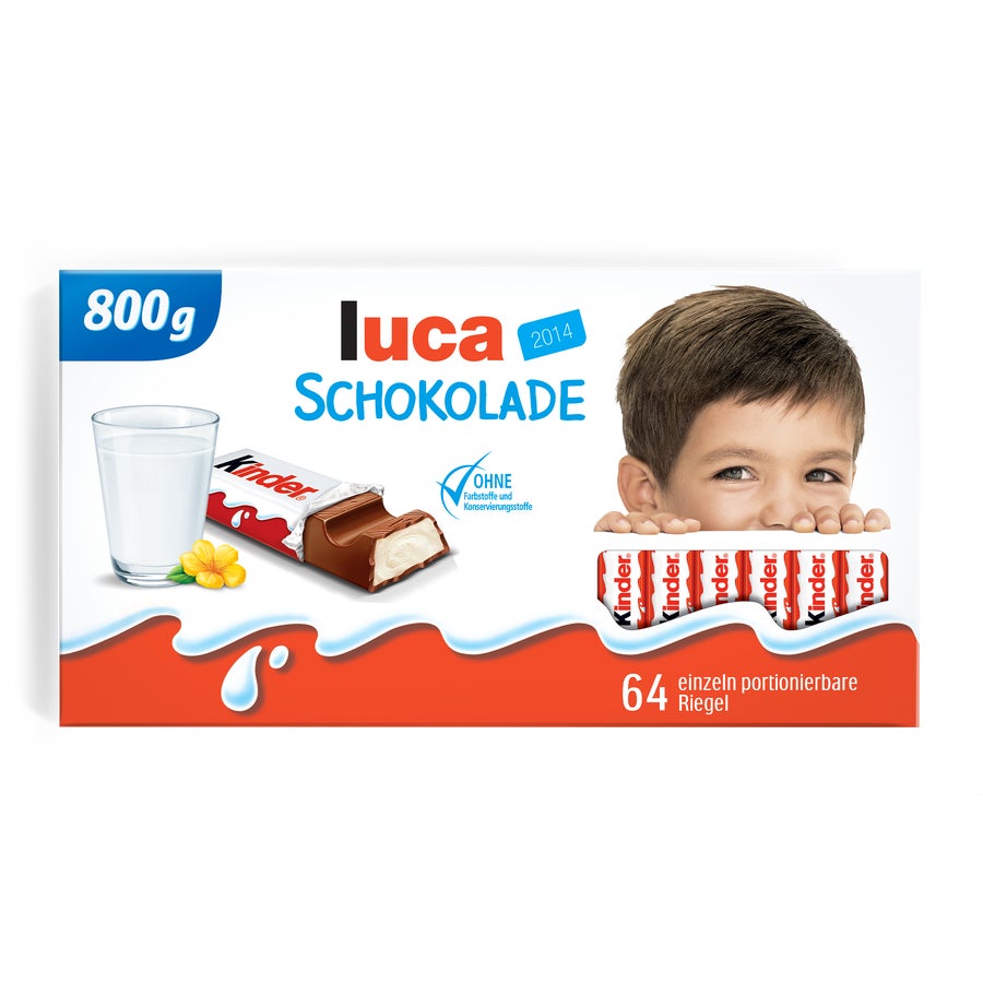 Mega kinder Schokolade mit Foto und Namen
