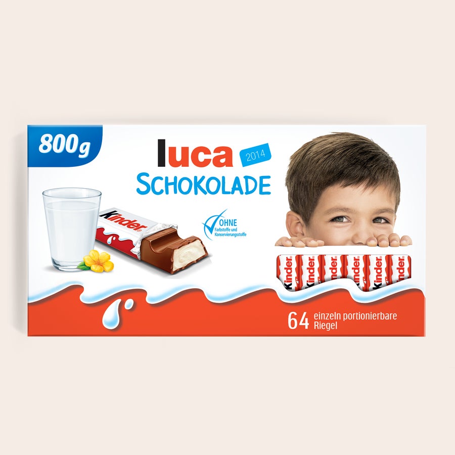 Mega kinder Schokolade mit Foto und Namen Mega kinder Schokolade mit Foto und Namen