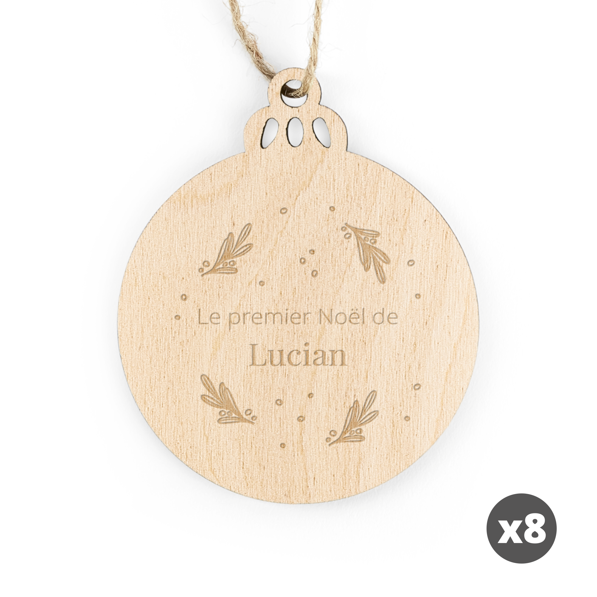 Décorations de Noël en bois avec nom gravé