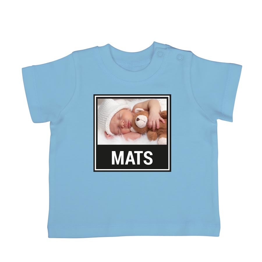 Baby T-Shirt bedrucken- Kurzarm - Babyblau - 62/68