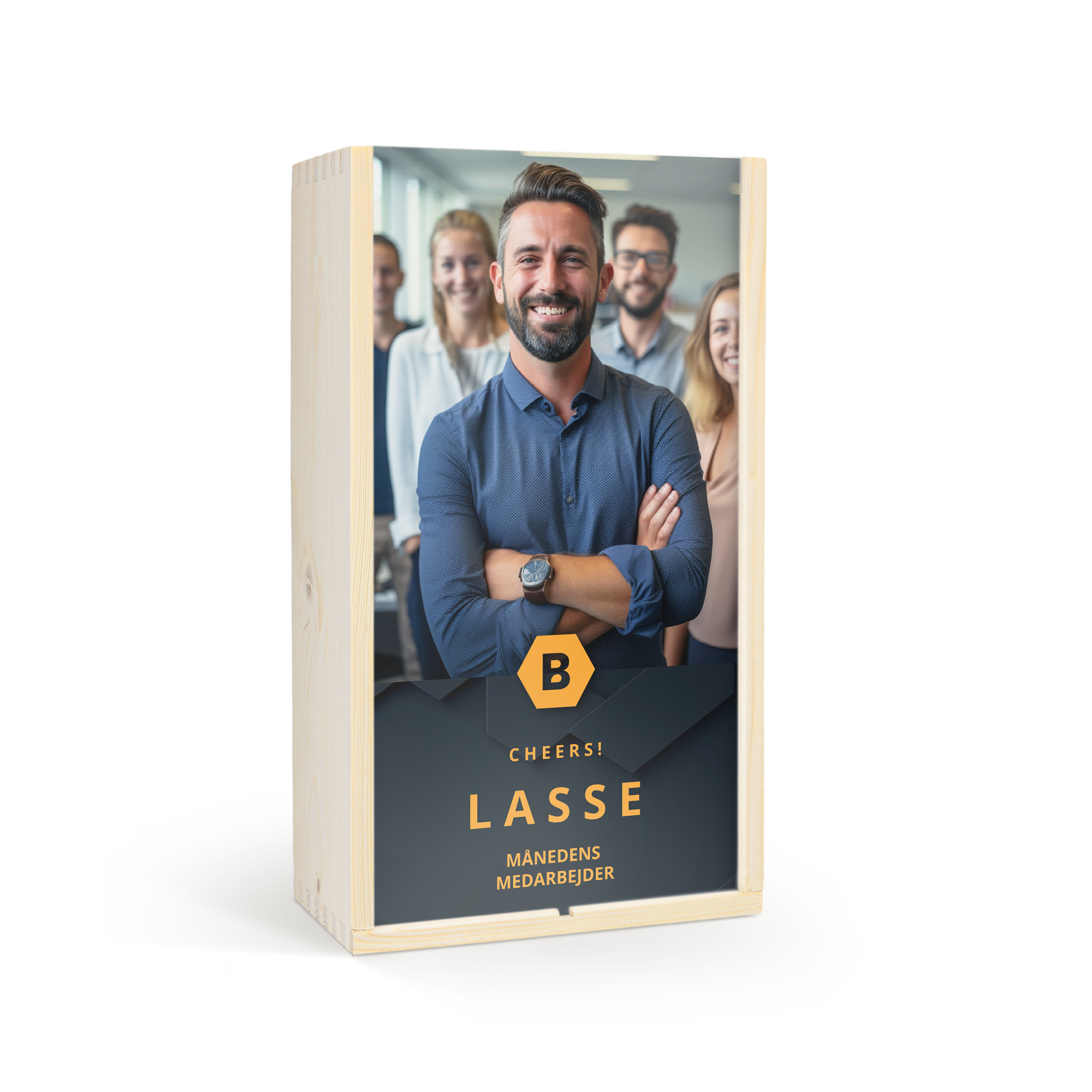 Træ vinkasse med personlig gravering