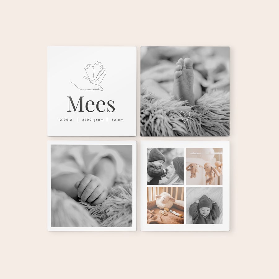 Placa de Parede Personalizada Painéis de arte de madeira personalizados com fotos em preto e branco e nome Mees impresso, perfeitos para decorar sua parede