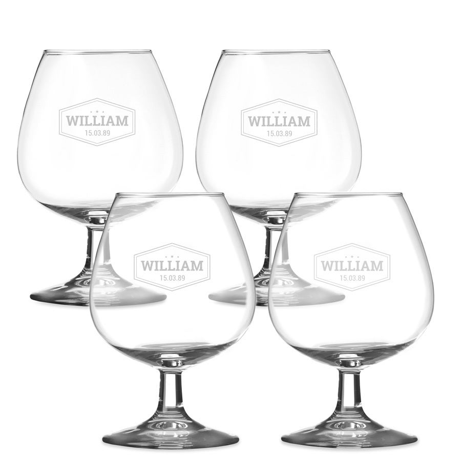 Personalised brandy glass - Engraved - 4 pcs