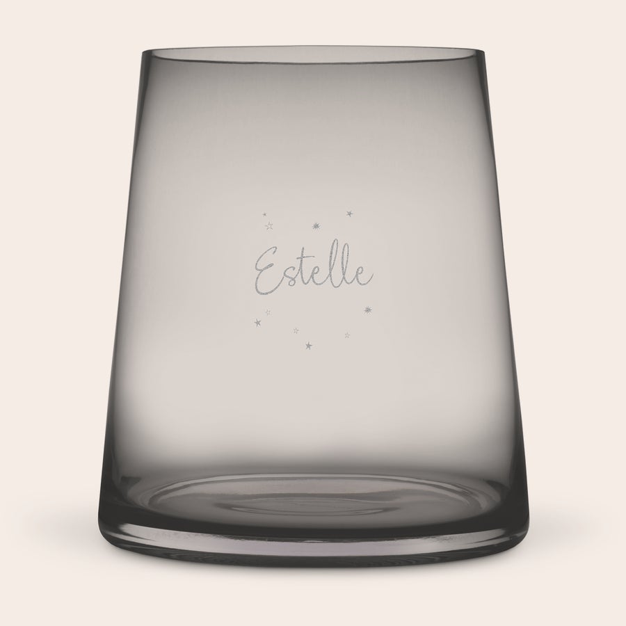 Vase personnalisé Vase en verre transparent gravé avec le prénom Estelle et des étoiles. Illuminez votre maison avec des fleurs dans un vase unique.