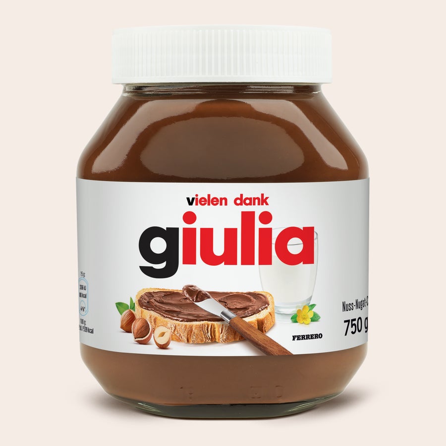 Personalisiertes nutella®-Glas Personalisiertes nutella® Glas (750 g) mit dem Namen Giulia und