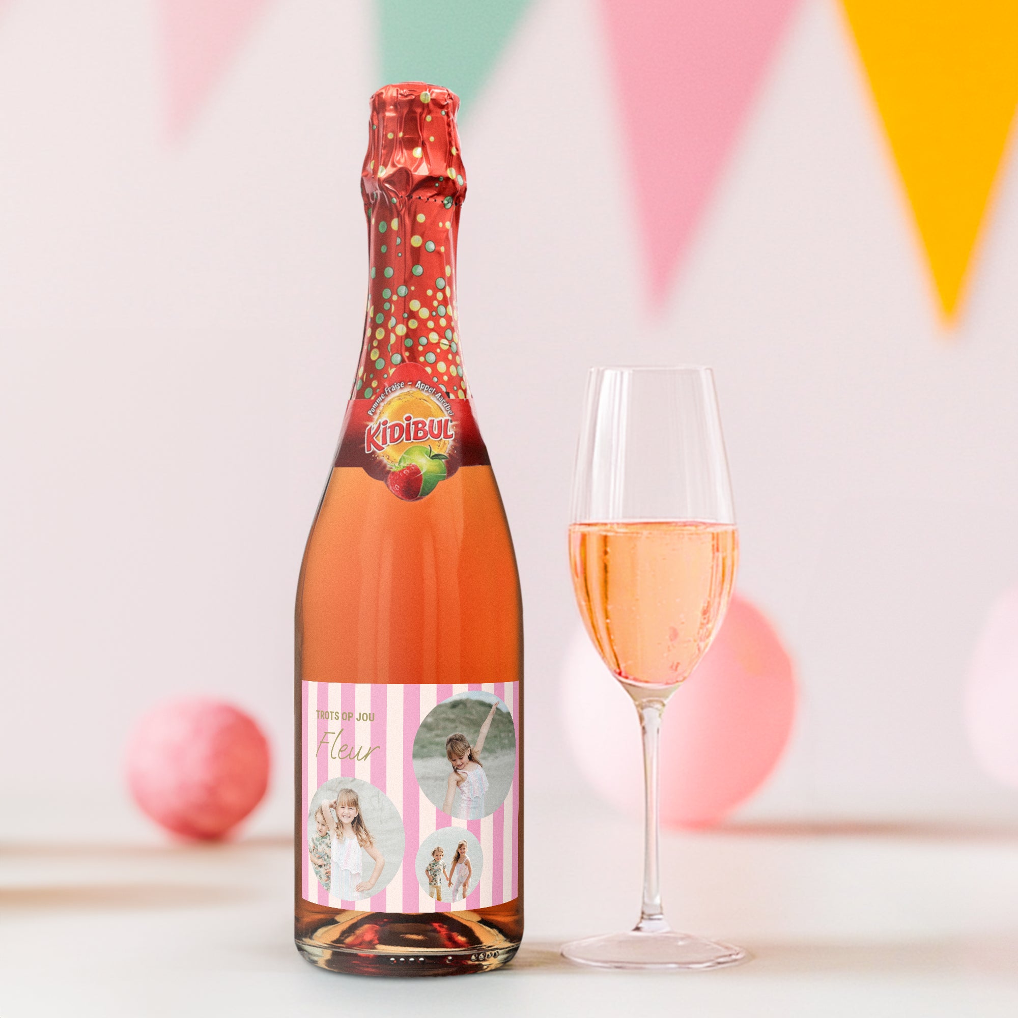 Kinderchampagne met bedrukt etiket Kidibul (750ml)