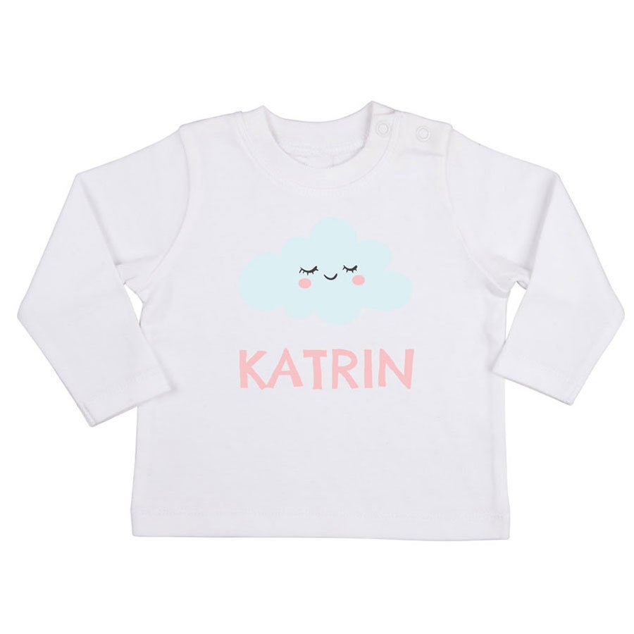 Baby Langarmshirt bedrucken - Weiß - 62/68