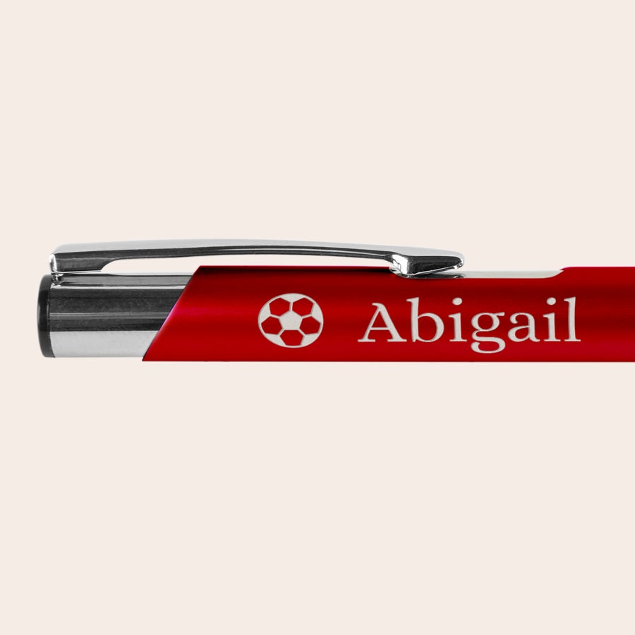 Viva Pens golyóstoll Piros viva toll focilabda szimbólummal és Abigail névvel vésve