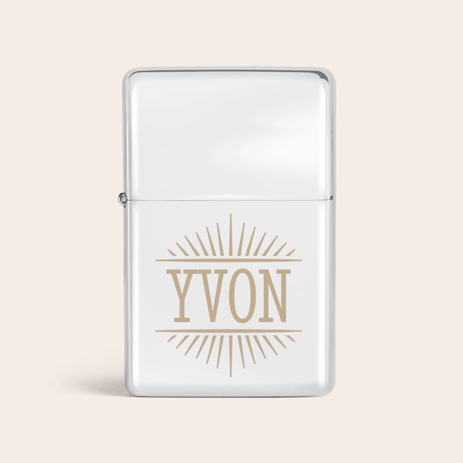 Briquet personnalisé Briquet tempête blanc personnalisé avec le prénom YVON gravé