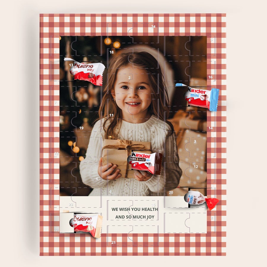 Calendário do advento personalizado de chocolate Kinder Calendário do advento personalizado de chocolate Kinder