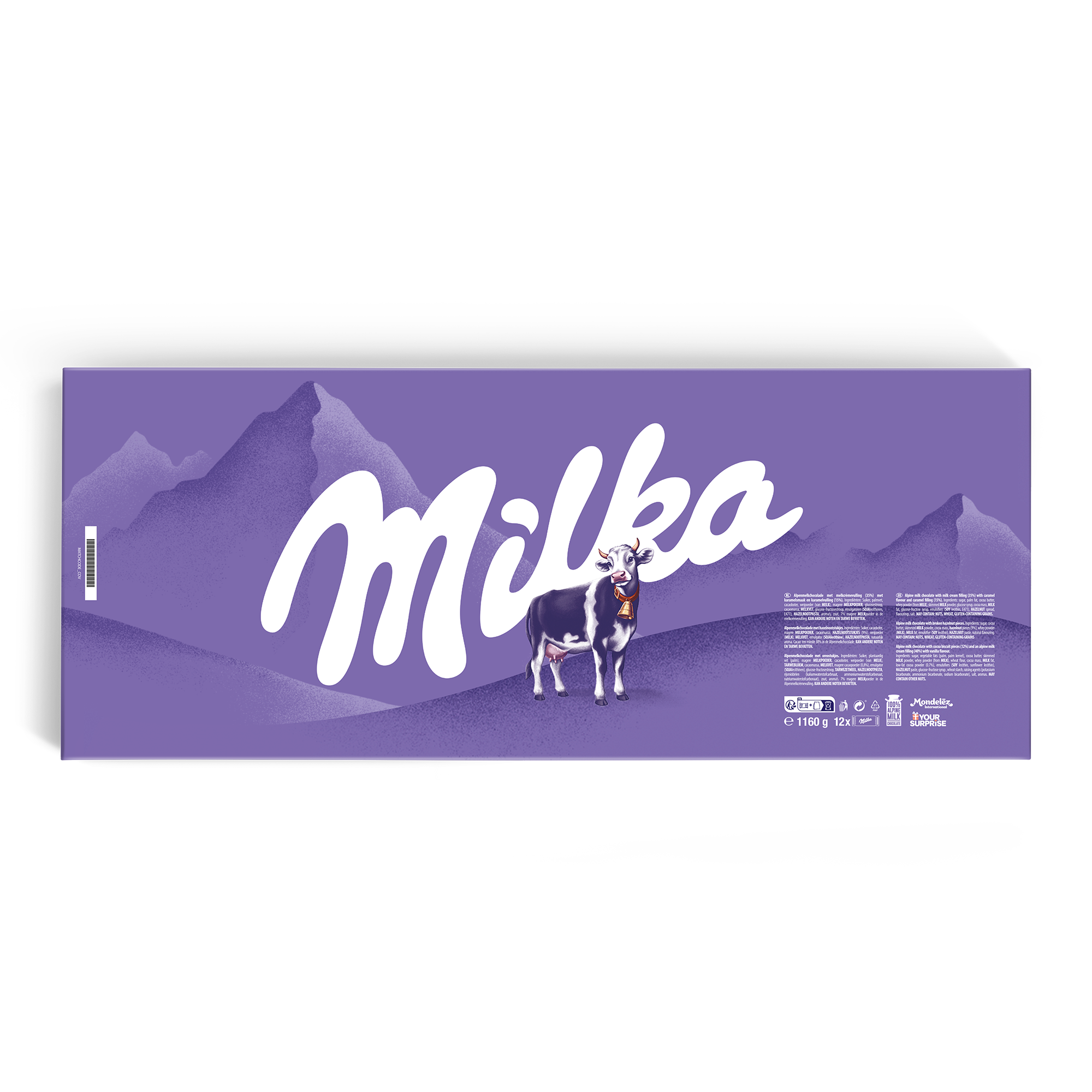 XXL personalised Milka chocolate bar - 12 bars with your customized message printed on the wrapper.