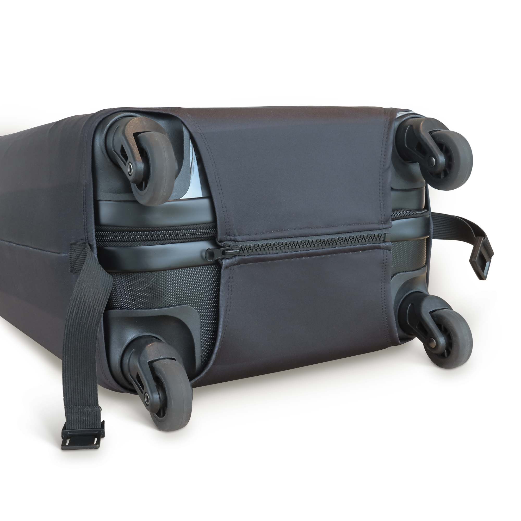 Housse de bagage noire élastique personnalisée avec fermeture éclair pour valise à roulettes