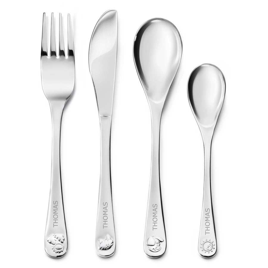 Couverts enfant personnalisés - chien et chat