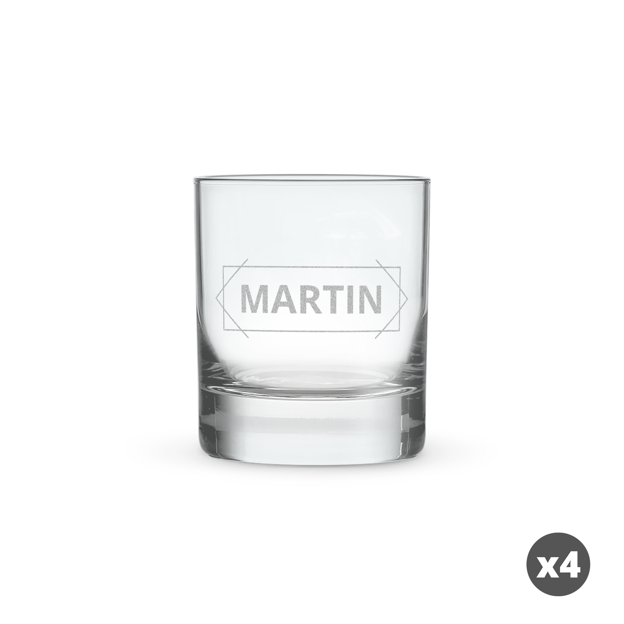 Verre à whisky personnalisé gravé avec le nom MARTIN, idéal pour un amateur de whisky.