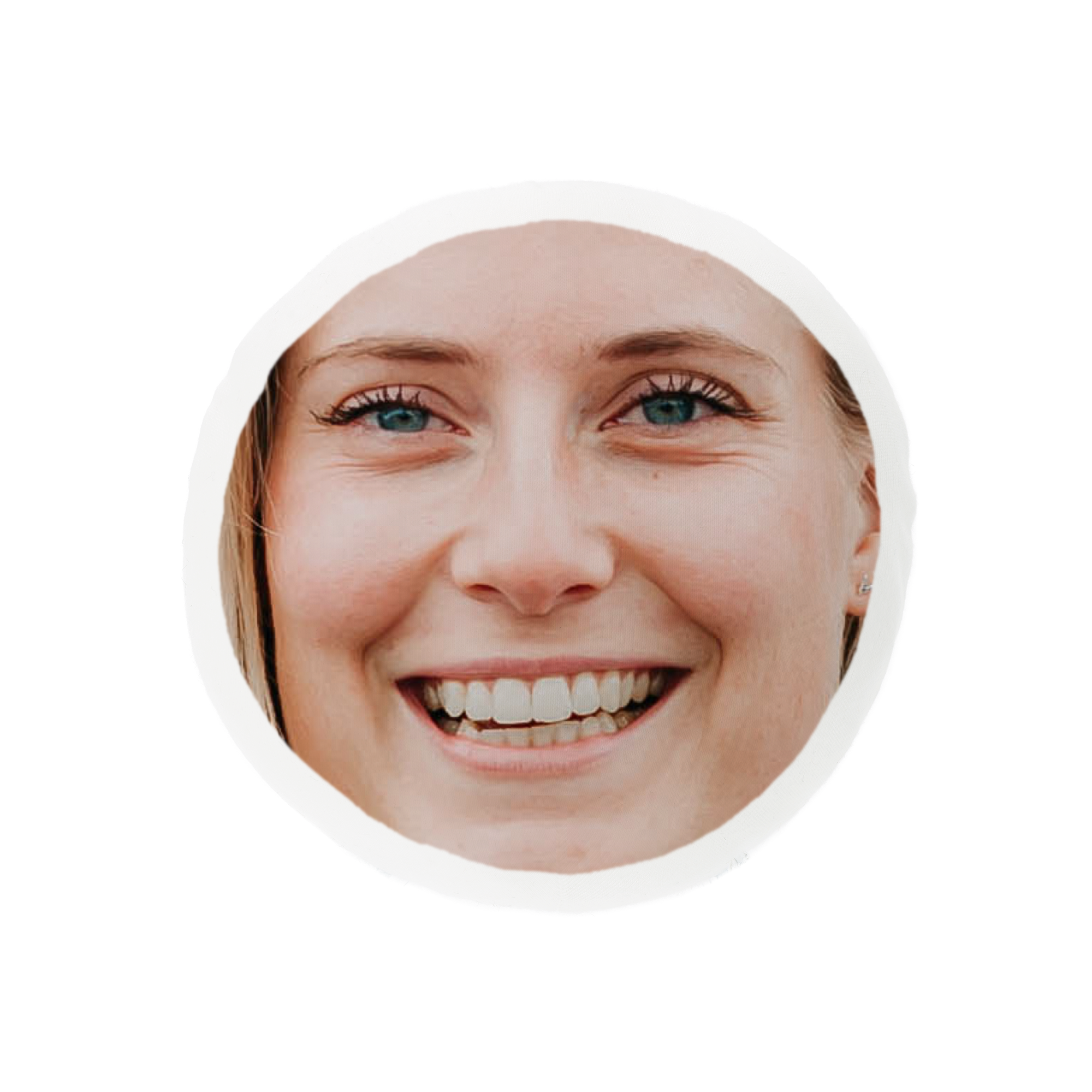 Avtakbart ItsieMe-hode med et trykt bilde av et smilende ansikt.