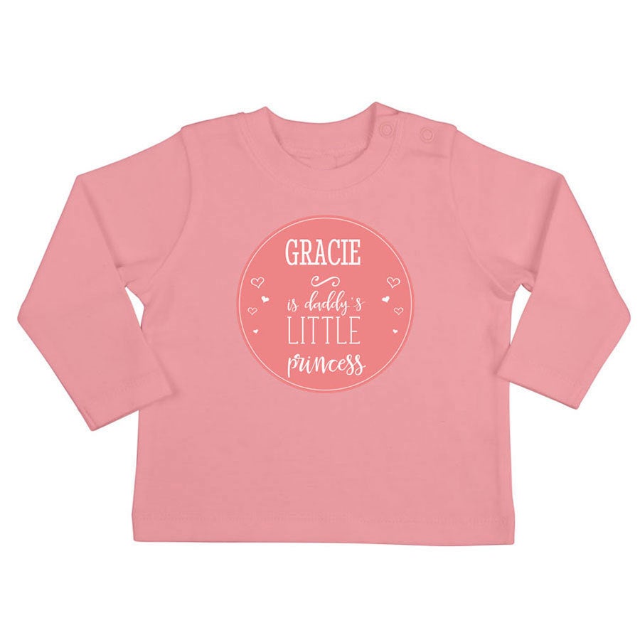 Camiseta personalizada de bebé - Manga larga - Rosa - 50/56