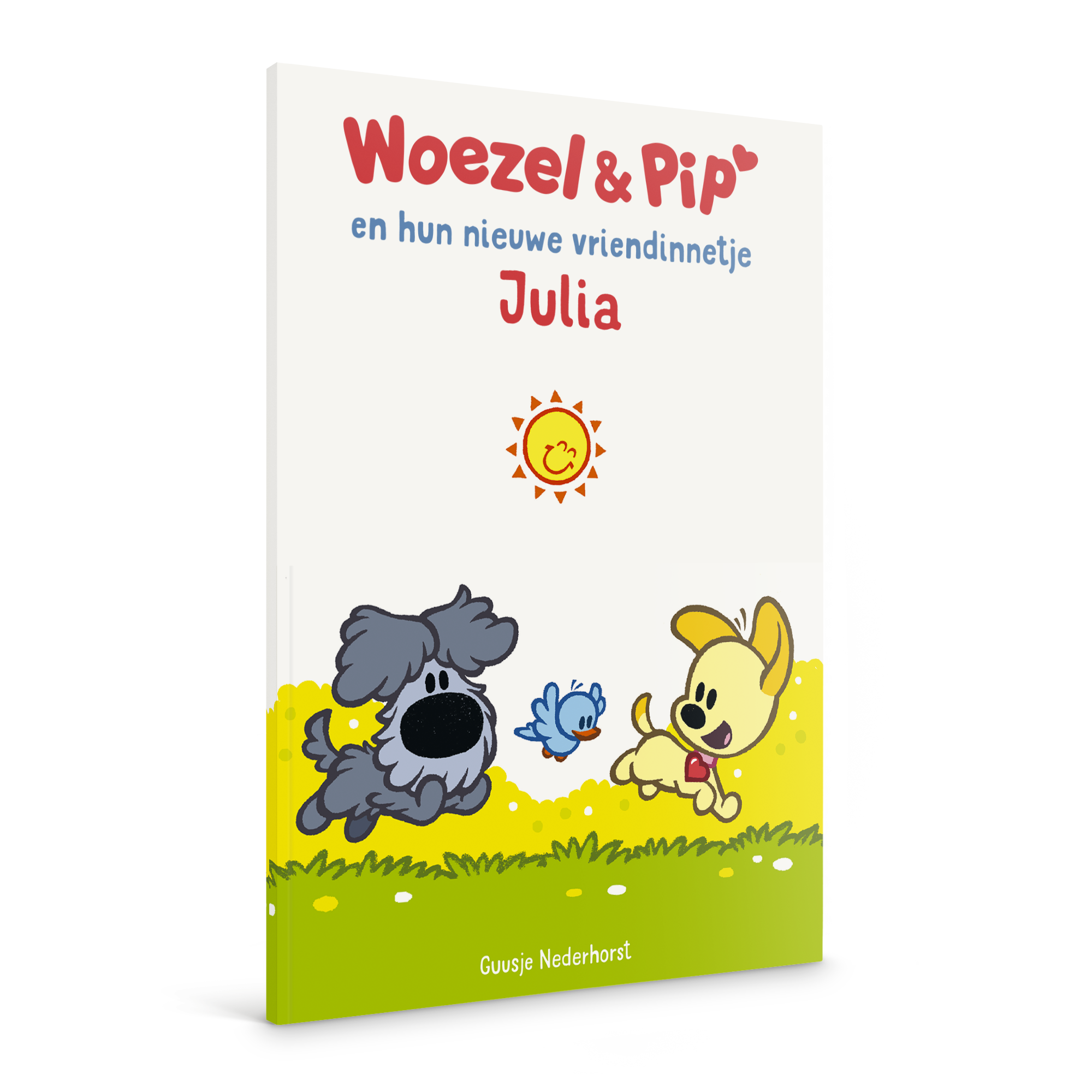 Boek met naam en foto - Woezel & Pip - Vriendje - XL boek (Softcover) met gepersonaliseerde naam Julia.