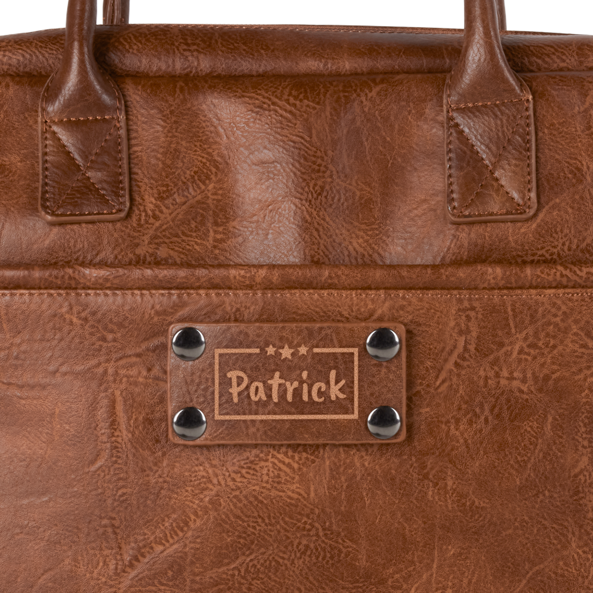 Sac d'ordinateur portable en simili cuir avec nom