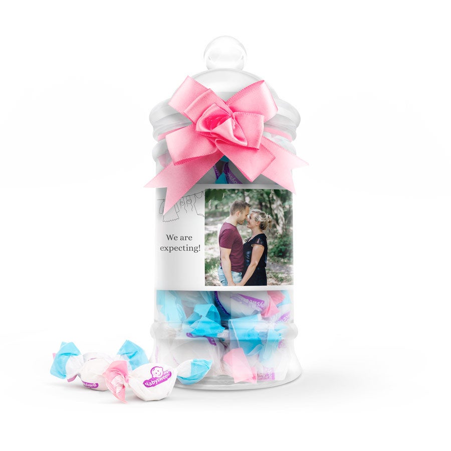 Personalised Baby Bottle with Gender Reveal Candy Personalised Baby Bottle with Gender Reveal Candy