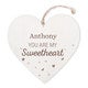 Wooden Valentine heart with text engraving