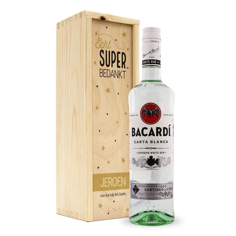 Rum in bedrukte kist - Bacardi Rum in bedrukte kist - Bacardi