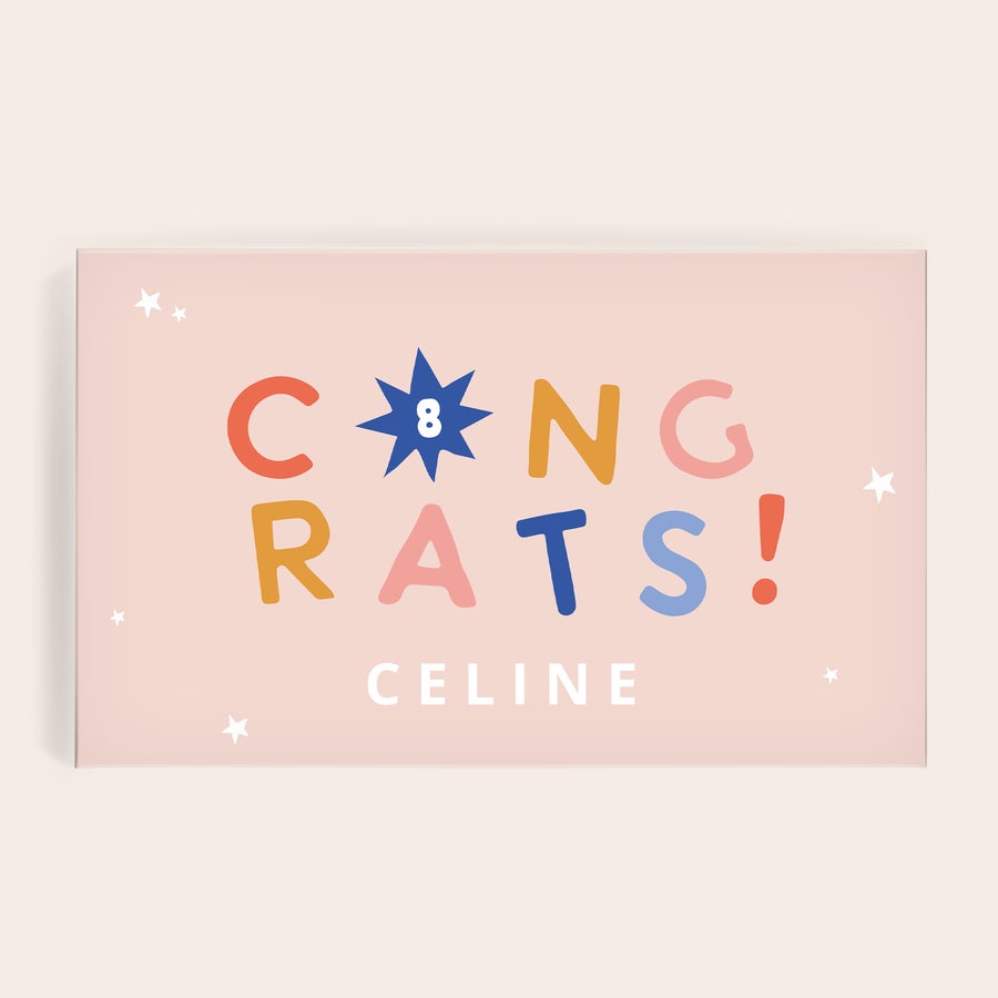 Personlig KitKat Bars gaveeske KitKat Bars gaveeske med "CONGRATS!" og navnet Celine, trykt i full farge.