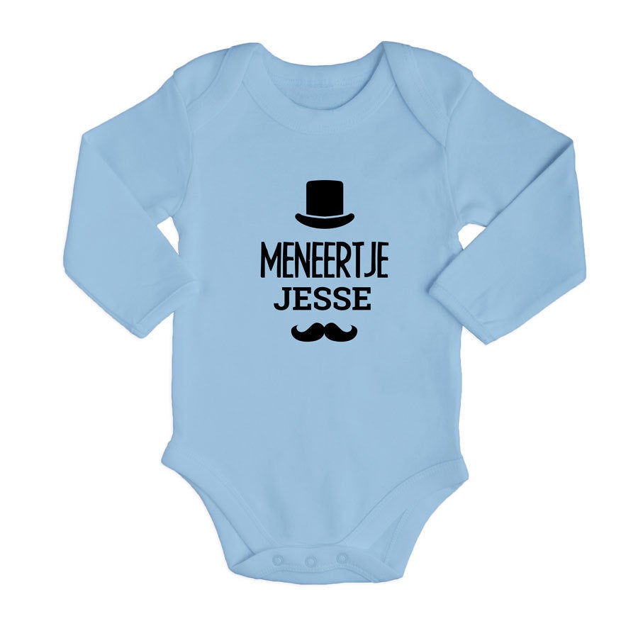 Romper bedrukken - Lange mouw - Babyblauw - 62/68