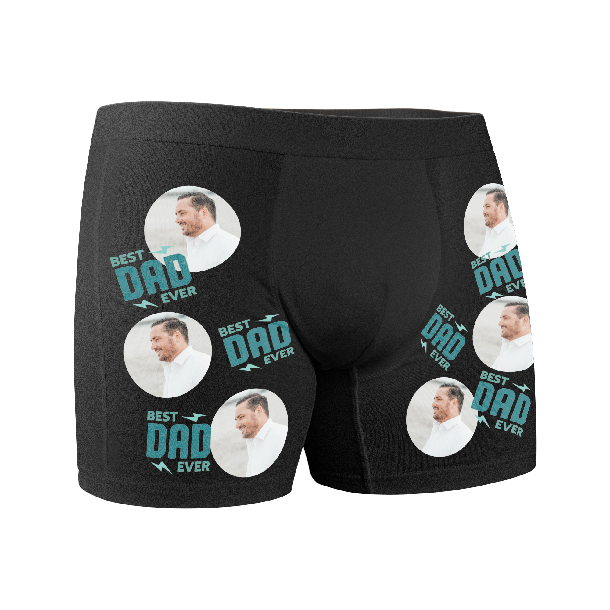 Caleçon noir personnalisé pour votre homme, imprimé avec photo et texte Best Dad Ever