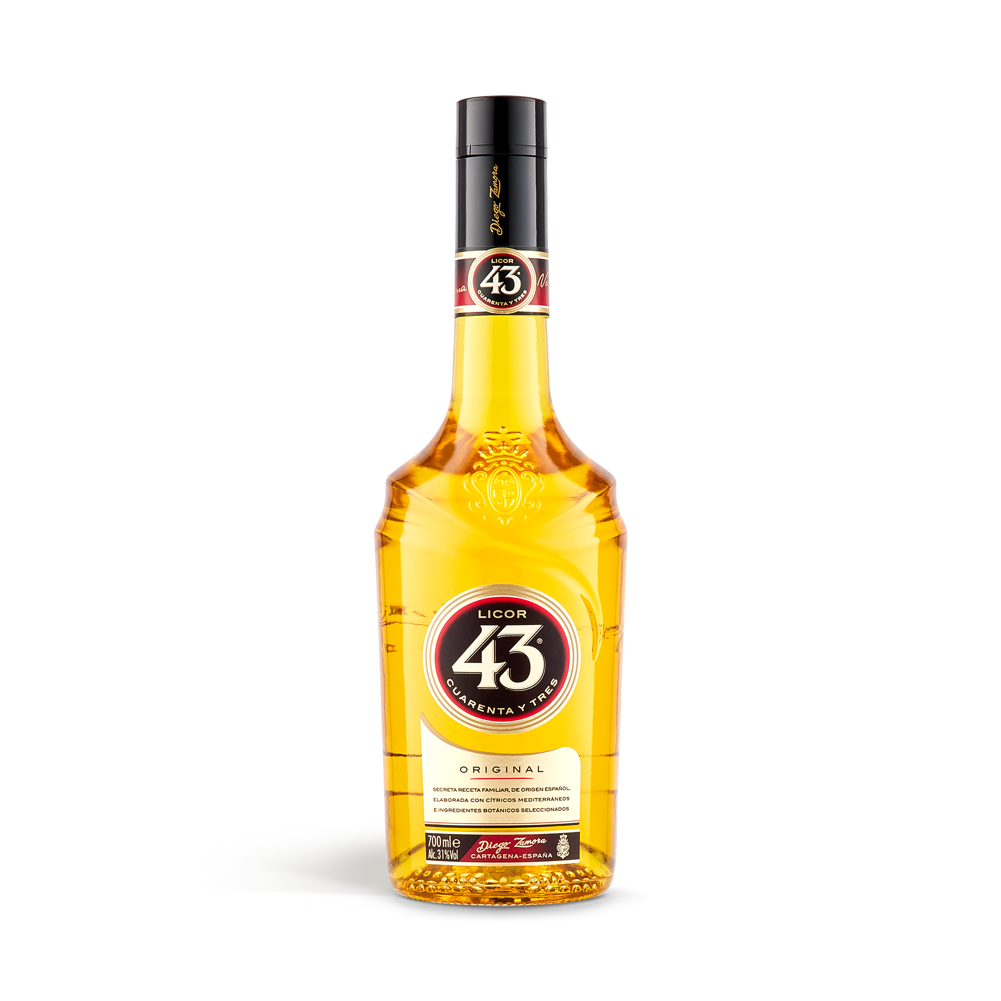 Bouteille de Licor 43 sur fond blanc