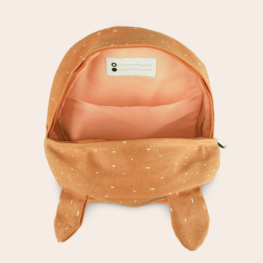 Personlig barnryggsäck - Räv - Trixie Öppen Trixie barnryggsäck med prickigt mönster och kaninöron, med plats för barns namn.