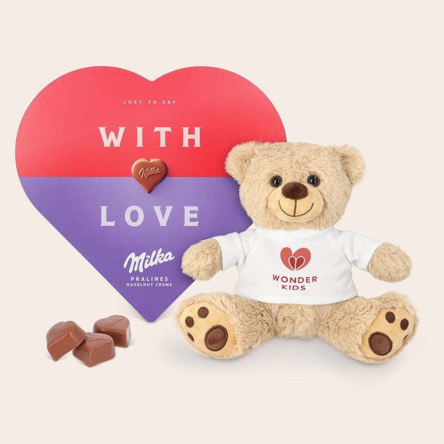 Teddy bear with Milka heart Teddy bear with Milka heart